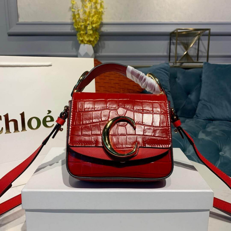 Chloe C Mini Bag In Embossed Croco A873