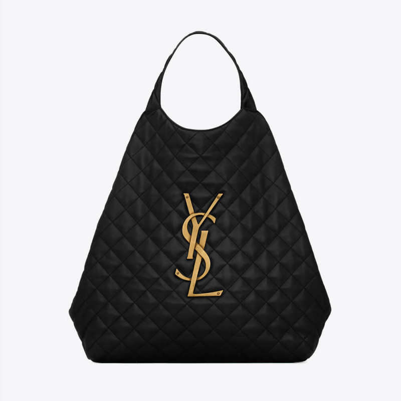 YSL Saint Laurent Icare Maxi Shopping Bag In Black Quilted Lambskin 698651