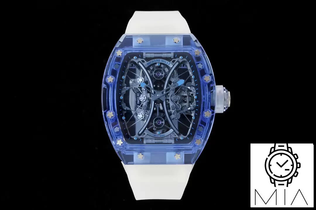 Richard Mille RM053-02 Tourbillon RM Factory Skeleton Dial Blue Transparent Case