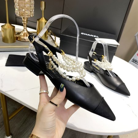 Chanel Pearl Shoes Soft Sheepskin Lining Mixed Sheepskin Italian Leather Sole