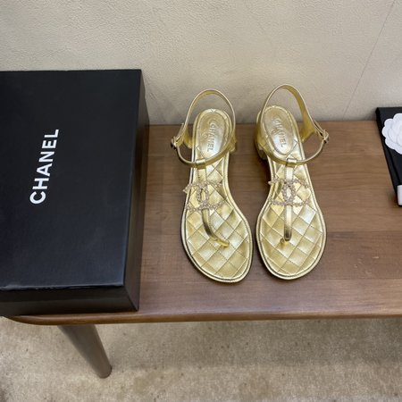 Chanel pearl buckle sandals