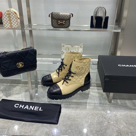 Chanel Diamond ankle boots with CC logo heel height 3cm
