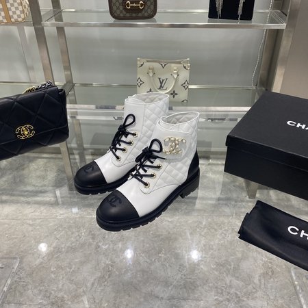 Chanel Diamond ankle boots with CC logo heel height 3cm