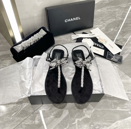 Chanel Crystal Diamond Bow Sandals