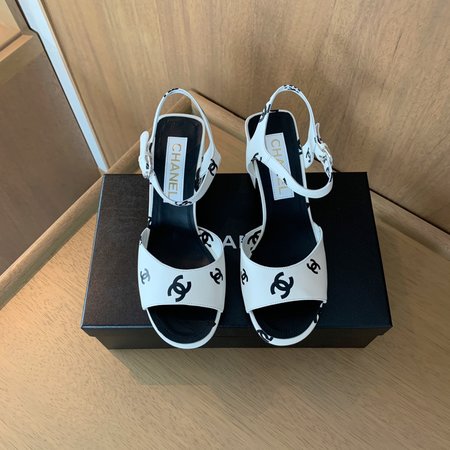 Chanel Vintage Black LogoGo Sandals