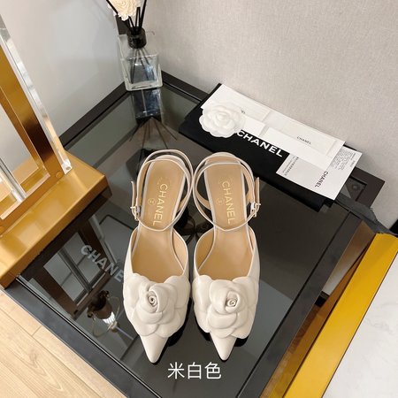 Chanel Camellia Kitten Heels Sandals