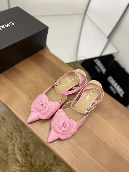 Chanel Sandals camellia flower design Italy imported sheepskin