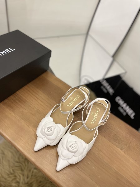 Chanel Sandals camellia flower design Italy imported sheepskin