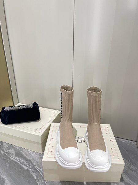 Alexander McQueen Graffiti Knit Tread Slick Boots