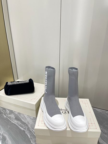 Alexander McQueen Graffiti Knit Tread Slick Boots