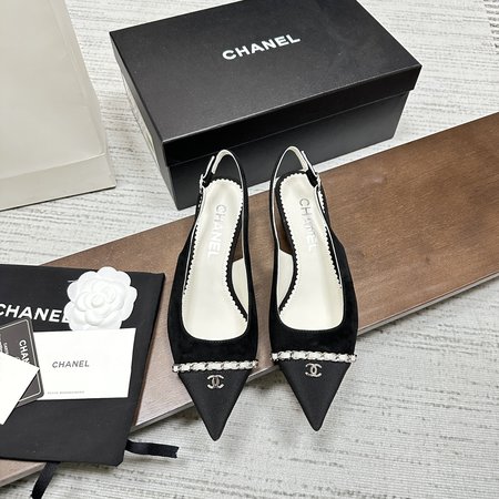Chanel pointed toe diamond chain sandals