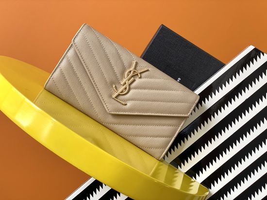 Yves Saint Laurent YSL Grained Leather Envelope Wallet 372264