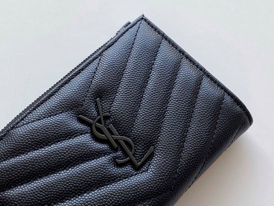 Yves Saint Laurent YSL MONOGRAM Grain Leather Zip Wallet 575974