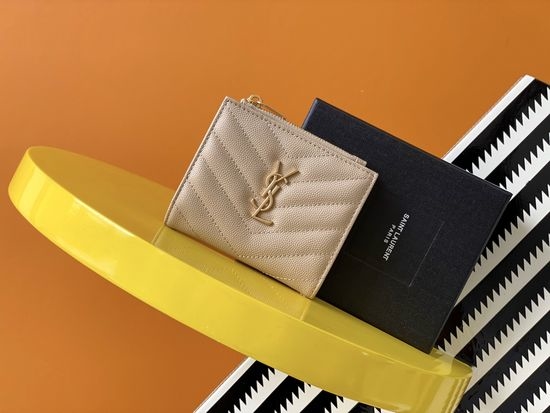 Yves Saint Laurent YSL Quilted Leather Zipper Card Holder 575879