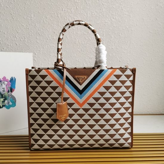 Prada Embroidery Fabric Tote Bag 1BA356