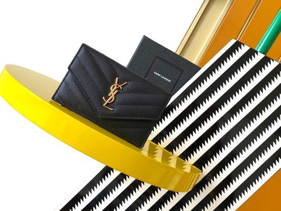 Yves Saint Laurent YSL Flap Card Holder Quilted Leather 612808