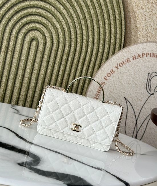 Chanel Enamel Handle Caviar Leather Crossbody Bag 66008
