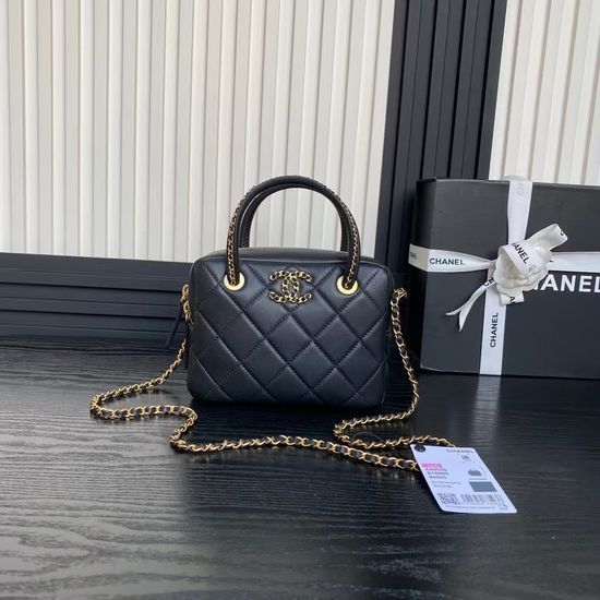 Chanel Woven Handle Lambskin Handbag AS5300