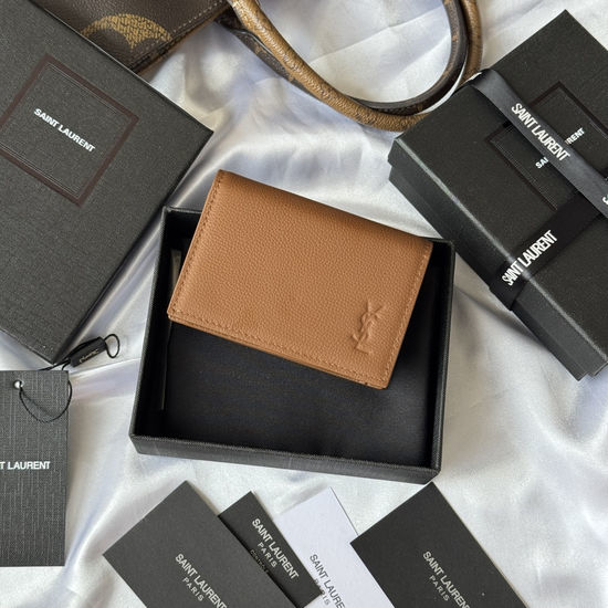 Yves Saint Laurent YSL Card Holder Grained Calfskin Wallet 693492