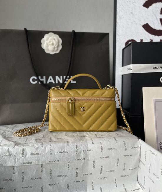 Chanel V Quilted Caviar Leather Lunch Box Bag AP5312