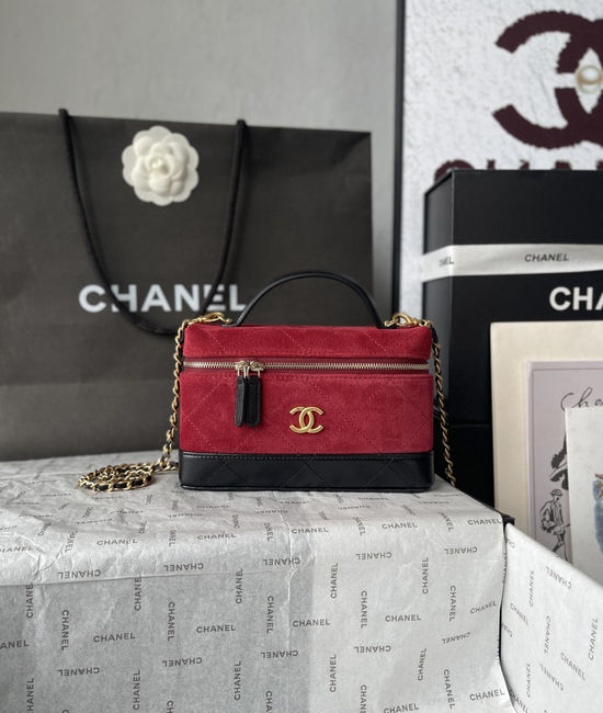 Chanel Lunch Box Suede Sheepskin Stitched Bag AP5286
