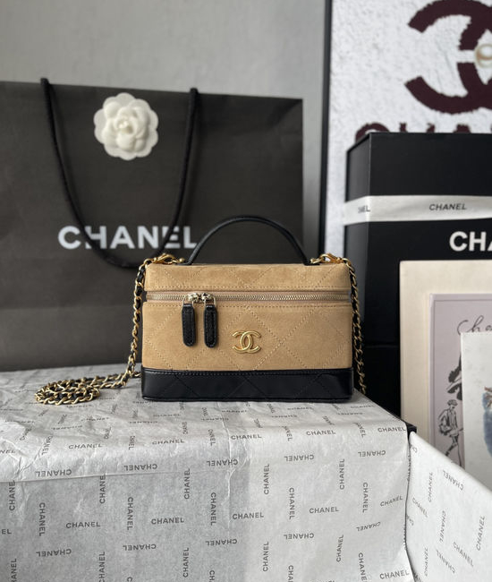 Chanel Lunch Box Suede Leather Patchwork Bag AP5286