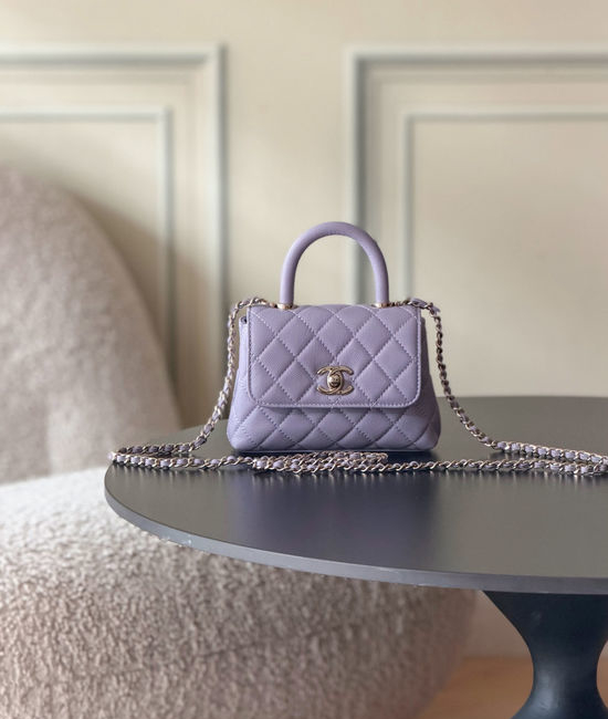 Chanel Handbag Grained Calfskin Light Gold Hardware 4244