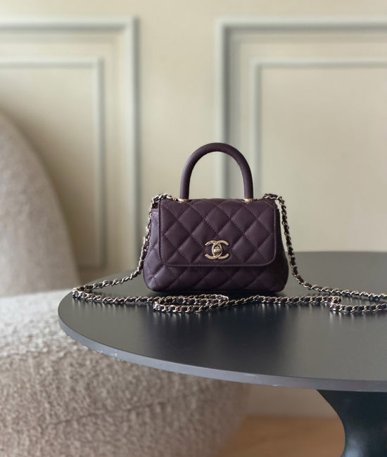 Chanel Handbag Grained Calfskin Light Gold Hardware 4244