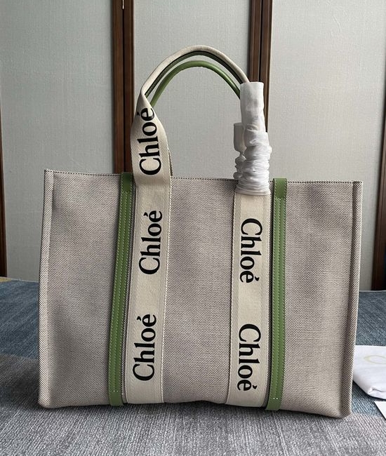 Chloe Woody Tote Bag Large Jade Green 6044