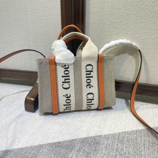 Chloe Woody Striped Linen Tote-Bag Classic 6060