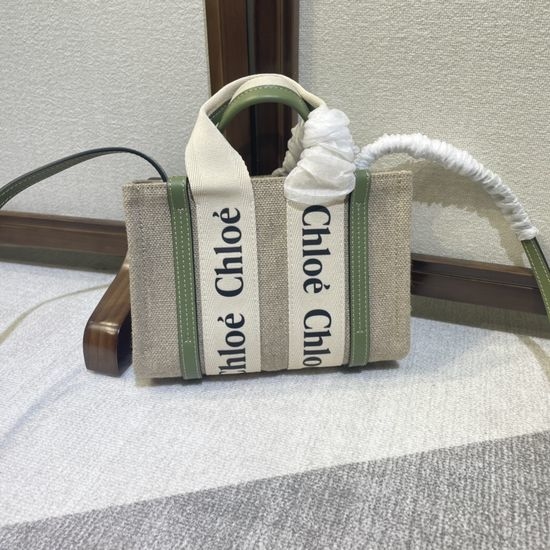 Chloe Woody Tote-Bag Striped Linen Classic 6060