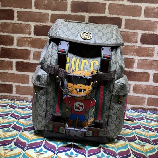 Gucci Cat Print Canvas Large Tote 690999