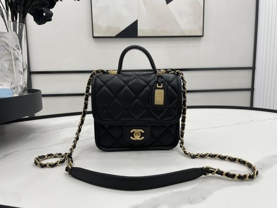 Chanel Tofu Messenger Bag Classic Textured Leather AS3652