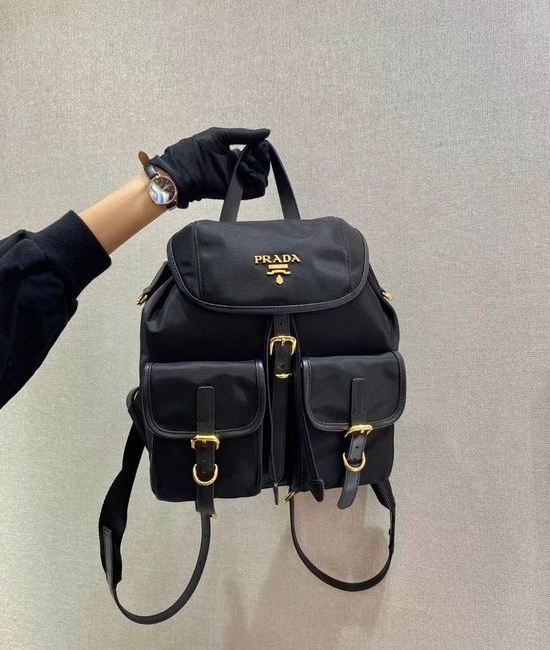 Prada Backpack Nylon with Leather Trim 1BZ677A