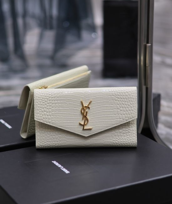 Yves Saint Laurent YSL UPTOWN Crocodile Embossed Large Wallet 582124
