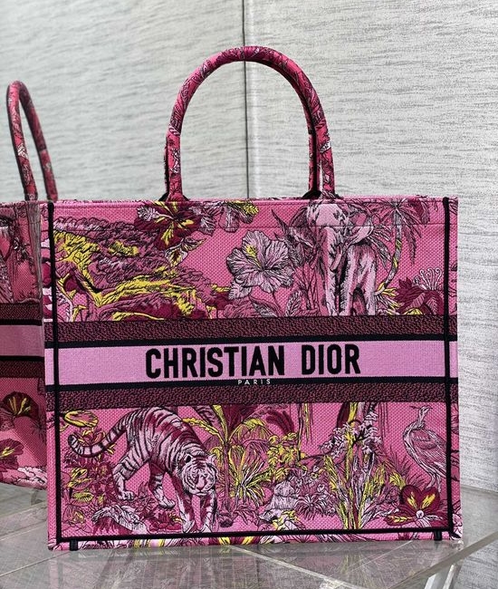 Christian Dior CD Zoo Tote Embroidered Pattern 8001