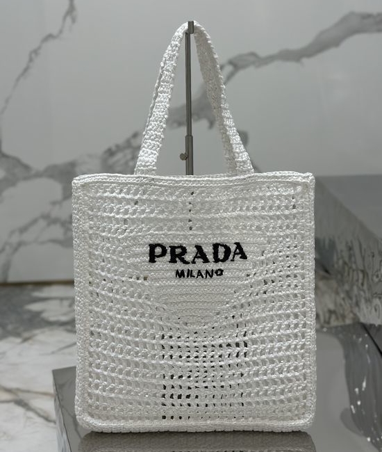 Prada Raffia Woven Structured Tote Bag 1BG393