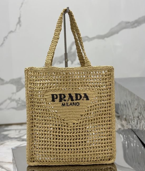 Prada Raffia Woven Structured Tote Bag 1BG393