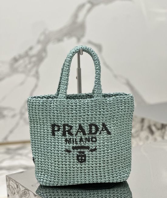 Prada Woven Small Tote Bag Handcrafted Raffia 1BG422