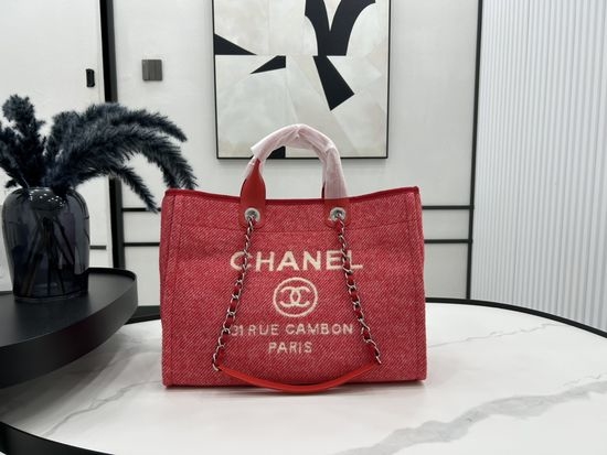 Chanel Beach Bag Canvas Shopping Tote 66941