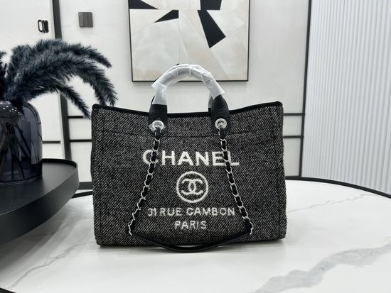 Chanel Beach Bag Canvas Shopping Tote 66941
