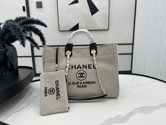 Chanel Large Canvas Casual Shopping Tote Bag 66941