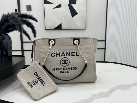 Chanel Canvas Shopping Tote Casual Bag 67001