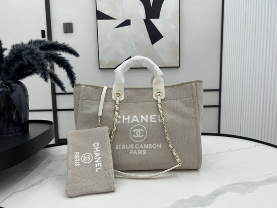 Chanel Large Canvas Casual Shopping Tote Bag 66941
