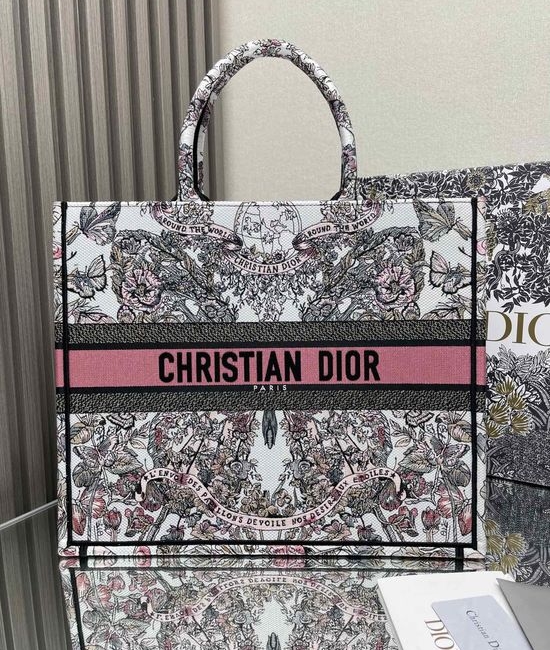 Christian Dior CD Shopping Tote Large Pink Floral 17694