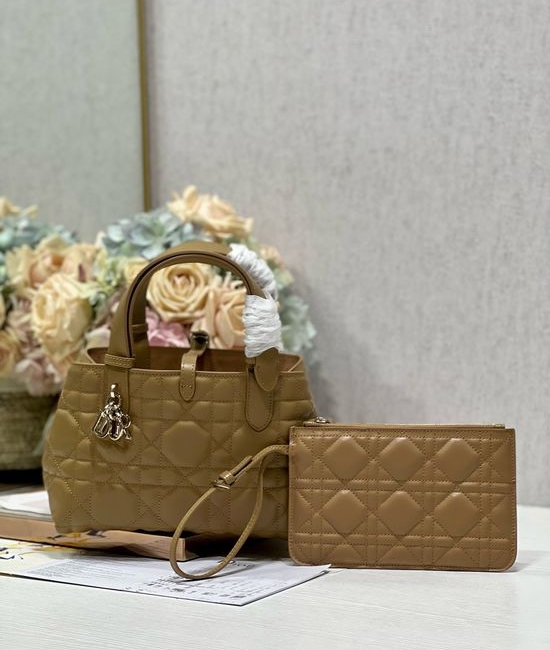Christian Dior CD Toujours Beige Leather Handbag 1188