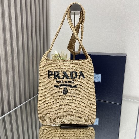 Prada Raffia Tote Crossbody Bag Compact Version 1BC184