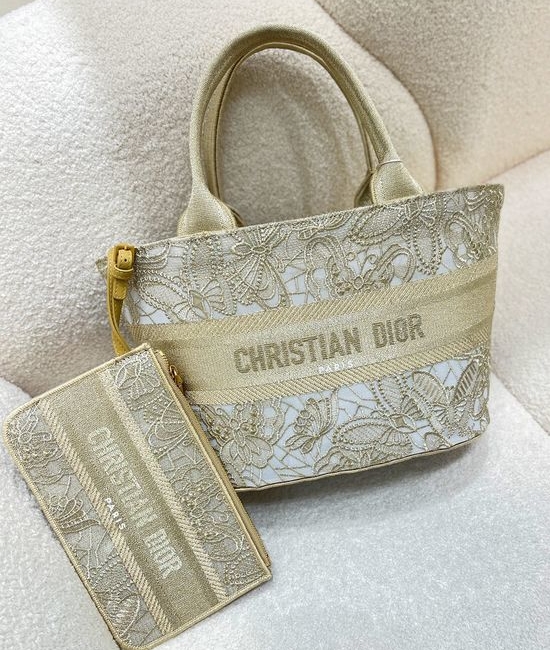 Christian Dior CD Butterfly Embroidery Basket Bag