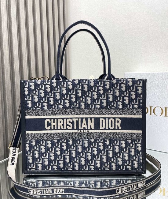 Christian Dior CD Book Tote Embroidered Medium Shopping Bag 1265
