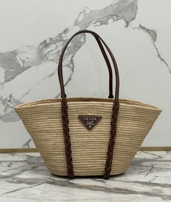 Prada Raffia Woven Basket Bag 1BG312